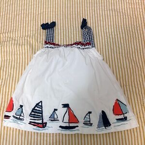 Mud Pie White Dress with Navy and Red Sailboat Trim